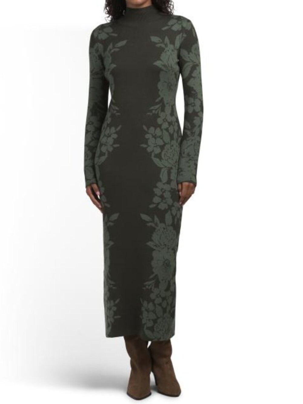 TAYLOR Long Sleeve Floral Sweater Knit Maxi Dress